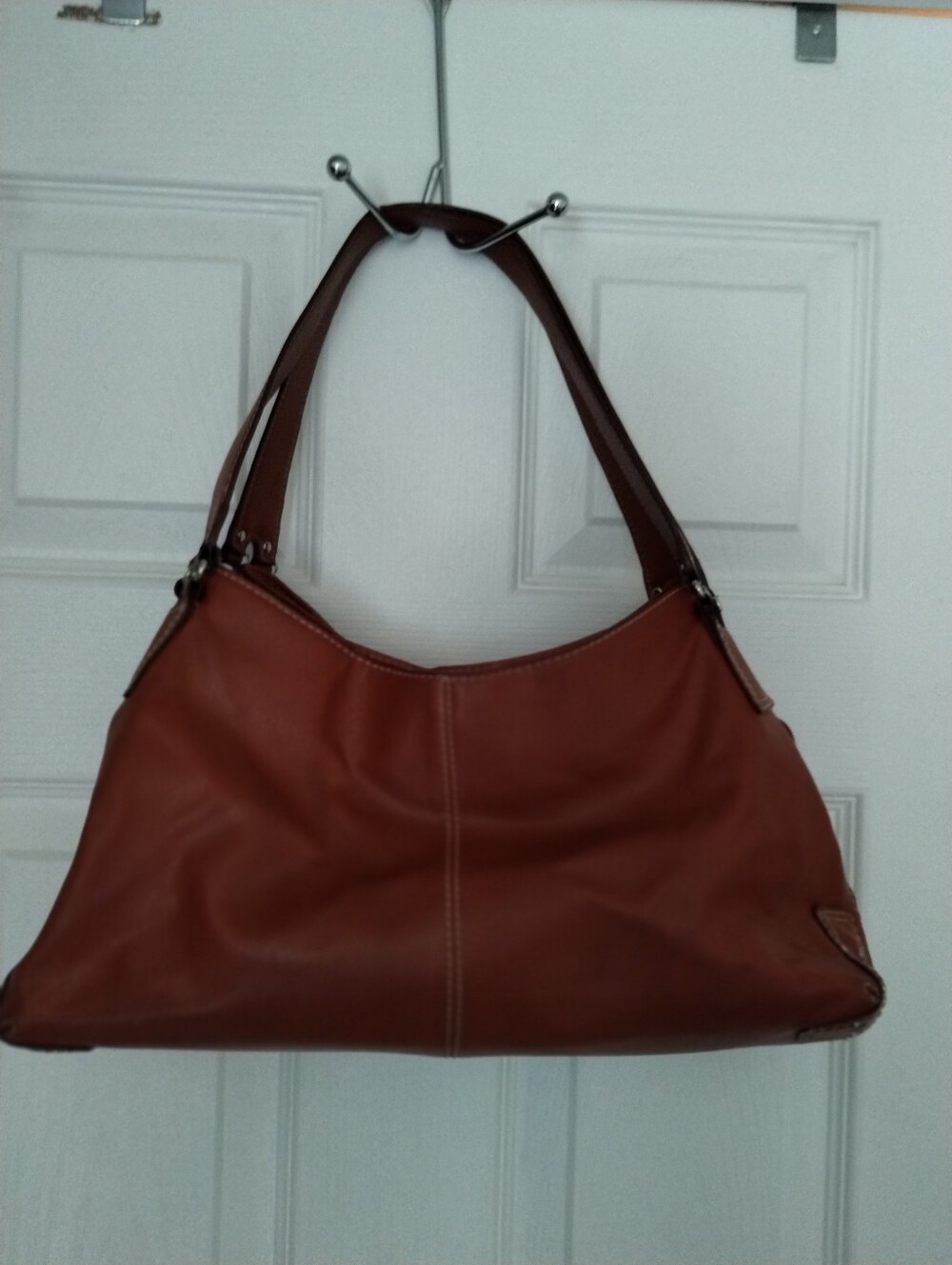 Tommy Hilfiger Brown Hobo Shoulder Bag Multi Compartment Zip Top Purse